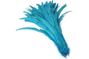 Yalulu 20 Stück 30-35 cm Größere Natur Feder Hahn Feder Fasan Hahnfeder Federn zum Basteln Kopfschmuck Schmucksfedern DIY (Blau)