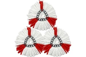 WR Serpillière en microfibre compatible avec les systèmes à essoreur rotatif Vileda Turbo et Easy Wring and Clean - Pack de 3 serpillières (Blanc et rouge)