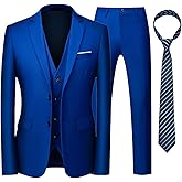 KUDORO Costume Homme 3 Pièces pour Mariage Business Slim Fit Smoking à Deux Boutons Blazer Veste et Pantalon Gilet avec Crava
