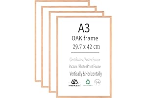 Weikani A3 OAK Picture Frame,4 Pack-29.7x42 cm Wood Photo Frame,Certificate Frame with Plexi-glass for Wall Mount or Table Top Display