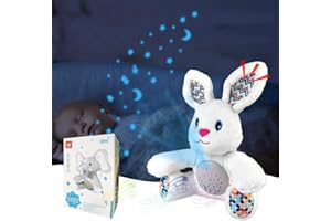 SHENGOU Veilleuse musicale et lumineuse peluche,Peluche veilleuse bébé bruit blanc,Peluche Berceuse Bebe,Peluche projecteur d'étoiles,Veilleuse de nuit bebe apaisante (E)