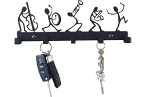 BestAlice Portachiavi da parete, nero per decorazione da parete, portachiavi in metallo, con 5 ganci per ingresso, porta d'ingresso e ufficio, Style C