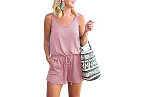 REORIA Womens Summer Scoop Neck Sleeveless Cool Tank Top Short Jumpsuit Rompers