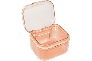 Disnace Dental Container Case, Denture Case for Soaking Dentures, Portable Retainer Case Denture Bath Denture Case Retainer Container Box Dental Dustproof Box Night Guard Case for False Teeth (Orange)