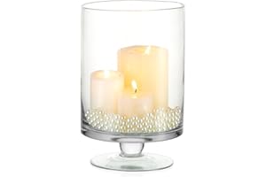 Nuptio Candelabro Vidrio para Velas Pilar - Jarrones Vidrio Grandes para Decoración Mesa, Candelabro Huracán Transparente para Bodas Navidad Fiesta Halloween, Centro Mesa Decoración Comedor