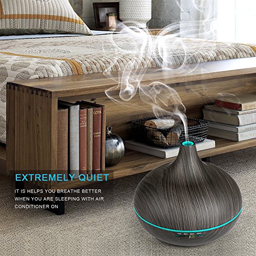 REIDEA Aroma Diffuser 300ml Ultraschall Luftbefeuchter Leise Kalten Nebel Oil Düfte Humidifier Holzmaserung LED mit 7 Farben, Abschaltautomatik und Timer - 5