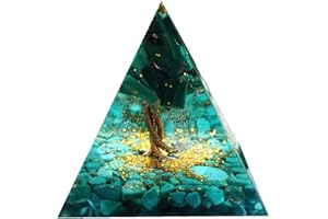 Besorgone Pyramide Orgonite arbre de vie, pour la guérison en cristal, Turquoise avec malachite Reiki, générateur d'énergie chargé, méditation, Protection