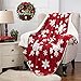 Produktbild Bed Blankets Sherpa Reversible Jacquard Velvet Throw, Soft and Warm for Sofa and Couch, Double Size 150 x 200cm Red/White with Snowflake Christmas Pattern by Bedsure