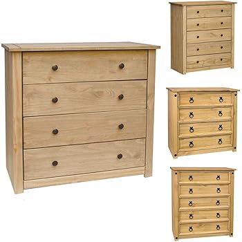 Home Discount Pine Chest Of Drawers 3 Drawer With Metal Handles