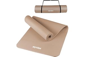 ‎ALPIDEX ALPIDEX Yogamatte 183 x 60 x 0.8 cm Phthalatfreie Fitness Matte E-Book Tragegurt rutschfest Gymnastik Turnen Pilates Sport Physio HIIT Yoga Trainingsmatte Isomatte Hautfreundlich