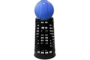 I.C.S. Trespolo bidone portasacco immondizia spazzatura c/ coperchio blu cm.38x80h grigio