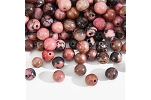 NBEADS Environ 192 Pcs de Perles de Rhodonite Naturelle, Perles de Pierre Rondes de 4mm Perles D'Espacement de Pierres Précieuses en Vrac pour la Fabrication de Bijoux de Bracelet de Collier