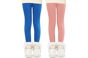 Domee Leggings Térmicos Algodón Pantalon Forro Polar Niña Pack de 2