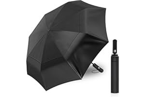 KNJOMZIE Parasol odporny na burzę, 62 cali, automatyczny składany parasol z podwójnym zadaszeniem, wiatroszczelny parasol golfowy dla mężczyzn i kobiet, duży parasol do golfa, w podróży i na co dzień