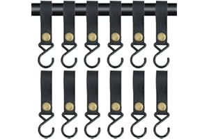 Azlanway Ganchos de cuero en S, 12 ganchos de camping, ganchos de metal en forma de S para colgar, gancho multifunción para colgar ollas y sartenes, abrigo, toalla, cocina, baño, picnic al aire libre