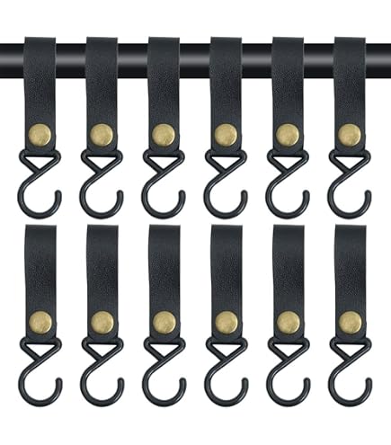 12 Ganci A S Con Passante In Pelle PU | Multicolore 16x2cm | Porta 3kg | Per Cucina, Bagno, Campeggio, Armadio | Accesso Facile Con Bottone - 4