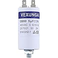 VEXUNGA CBB60 Capacitor 5uF 450V Motor Starting Capacitors 5µF 450Volt 35x65MM Connector M8 50/60Hz for Swimming Pump Washing Machine