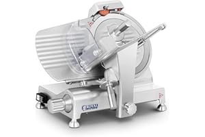 Royal Catering Commercial Meat Slicer Electric Food Slicer Deli Slicer Ø 250 mm 300rpm 0-12mm RCAM-250EXPERT (180W, Ø 25 cm, Semi-Automatic Sharpener)