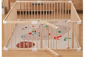 LADANAS Parc Bébé Modulable en Bois de Pin Massif - Parc Enfant Non Peint Sécurisé avec Porte - TOP QUALITÉ & Assemblage/Démontage Faciles en 10 min - 160x180/170x170cm - Parc Bébé Bois