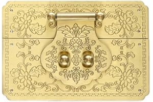 Tiazza 4.7"/12cm Square Antique Brass Hasp Pure Copper Fittings Retro Lock Slice Lock Nose