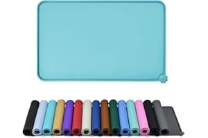 Reopet Silicone Pet Feeding Mat, Waterproof Dog Cat Food Mat with Raised Edges, Dog Cat Water Bowl Placemats, Dog Cat Feeding Mats for Food and Water Prevent Spill, Multiple Colors & Sizes for Pets