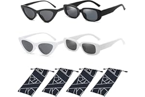 OHSN 4pcs Occhiali da Sole Cat Eye Ragazza, Donna, Uomini, Cornice Rettangolari, Triangolare Piccola di Protezione UV Retrò Durevole da Viaggio
