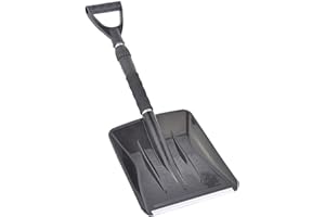 KOBILEE Pelle à neige en métal avec manche télescopique ergonomique, grande pelle à neige pliable (noir)