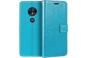 SHANTIME PU Leather Phone Wallet Case Compatible with Motorola Moto G7 Power, Magnetic Flip Cover with Card Slots, Full Protection and Stand Function (Light Blue)