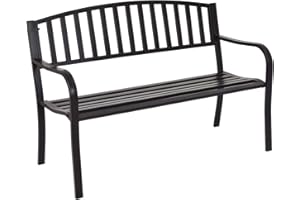 ‎COSTWAY COSTWAY Gartenbank mit Rückenlehnen, 3 Sitzer Parkbank Gusseisen, Eisenbank, Sitzbank Metallbank belastbar bis 280kg, Ruhebank 127 x 60 x 87 cm