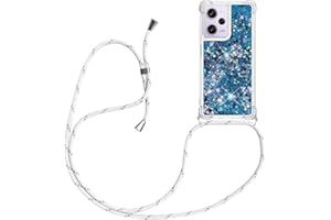 YAMCCCSE Funda Bling Glitter Liquida con Cuerda para Redmi Note 12 Pro 5G / Poco X5 Pro 5G,Transparente Cristal Suave Silicona TPU Bumper Protector Carcasa con Colgante Ajustable Cordón - Case y Correa
