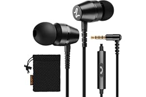 Ludos OMNITONE Auriculares In Ear con Cable y Microfono, 5 Años de Garantía, Auricular con Jack, Cascos Musica con Graves Potentes, para iPhone, iPad, Samsung, Xiaomi, Huawei, Gaming, Móvil - Negro