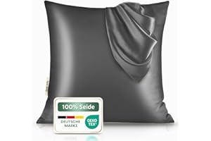 ‎BENE-SLEEP bene-sleep® Premium Seidenkissenbezug – 100 % Maulbeerseide 22 Momme | Verstärkte Nähte | Oeko-TEX Zertifiziert* | Anti-Frizz & Faltenreduzierung | hypoallergen & hautfreundlich (Grau, 80x80 cm)