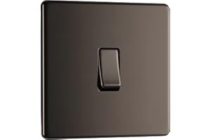 BRITISH GENERAL Interruptor de luz simple de placa plana sin tornillos BG Electrical fbn12, níquel negro, 2 vías, 16AX, 2 cm x 2 cm x 2 cm