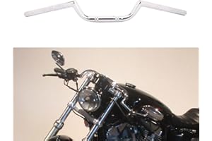 AnXin Guidon de Moto 7/8" 22 mm Haut Universel pour Cafe Race Bobber Motocross Dirt Pit Bike ATV Ebike Mini Bike Argent