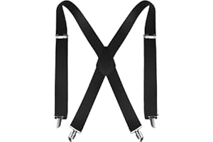 Firschoie Bretelles Homme, Bretelles en forme de X de 3,5 cm de large, Longueur 110m, avec 4 clips métalliques très solides, élastique et ajustable, Parfait pour les femmes et les hommes taille unique