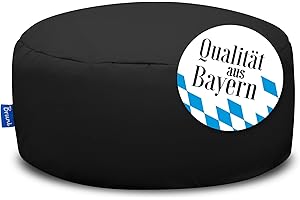 ‎BRUNI Bruni Pouf Sitzhocker M in Schwarz – runder Sitzpouf, Indoor und Outdoor als Fußhocker, Yoga-Sitzkissen, Meditationskissen geeignet, in Deutschland gefertigt