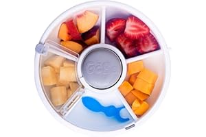 GoBe Kids Snack Spinner Bundle with Hand Strap and Sticker Sheet - Reusable Snack Container with 5 Compartment Dispenser and Lid | BPA and PVC Free | Dishwasher Safe | No Spill, Leakproof