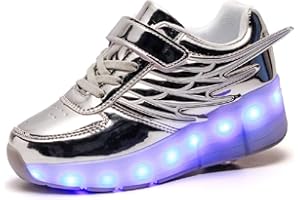 Axcer Led Lights up Wheel Roller Skate Shoes USB Rechargeable Automatic Retractable Technical Skateboarding Shoe Sport Outdoor Skates Cross Trainers Flashing Angel Wings Running Gymnastics Sneakers