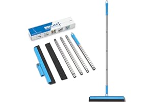 KOLLIEE Balai Raclette Sol Caoutchouc avec Manche, Balai Raclette de Sol Vitre Douche, Raclette Salle de Bain, Balai-Éponge Lame remplaçable raclette,Brosse d'essuie-Glace Enlever Effectif L’Eau,Cheveux
