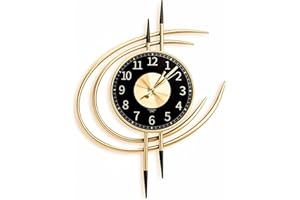 ‎LANMOU LANMOU Wall Clock Large Modern 54 cm Wall Clock Living Room Clock Wall without Ticking Noises Wall Clocks Gold Black Silent Design Metal Living Room Clock Decorative