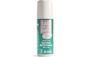Natural Deodorant Roll On by Salt of the Earth, Melon & Cucumber - Vegan, Long Lasting Protection, Leaping Bunny Approved, Made in the UK - 75ml