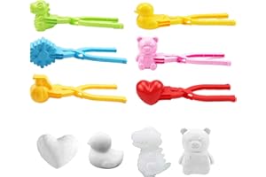 BASTOUR 6 Stück Schneeballzange, Sandball Schneeball Former Clip, Schneespielzeug Kinder, Sand Spielzeug, Winter Schnee Spielzeug, Winter Outdoor Spielzeug Snowball Maker,Form Bär,Schneemann,Ente,Dinosaurier