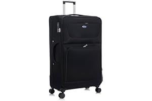 Aerostar Extra Large 32” Lightweight Softshell Expandable Suitcase, Integrated Combination Lock, 4 Wheels Check in Luggage for 30kg (Black, 162 litres)