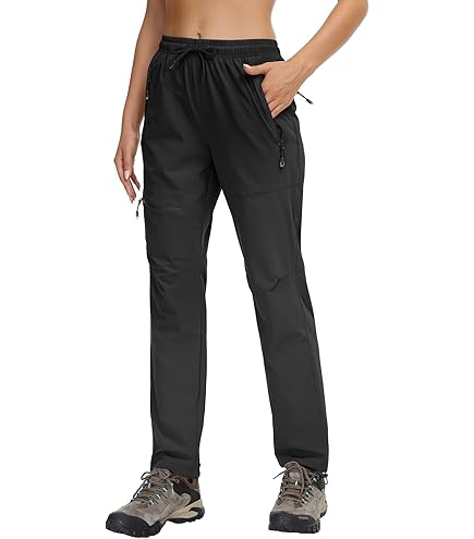 donhobo Wandelbroek voor heren, waterafstotend, ademend, outdoorbroek, werkbroek, sneldrogend, zomer, functionele broek, lichte trekkingbroek met 5 zakken, zwart, 34