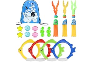 Udbrud 19 Pezzi Giocattoli da Immersione, Anelli da Immersione per Bambini Giochi da Piscina Giocattolo Subacqueo con Coulisse Giochi Sott'Acqua Estivo per Bambini, Ragazzi e Ragazze