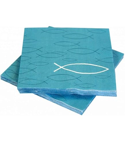 20 Servietten Mit Fisch-Motiv – 33x33 Cm, 3-lagig, Für Taufe, Kommunion, Hochzeit, In Türkis