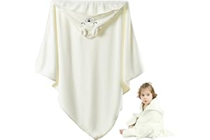 KASURE Toalla Bebe 80×80cm Toalla con Capucha Blanco Toalla Bebe Recien Nacido Capa de Baño Bebe Toalla Baño Bebe Suave y Cómodo Adecuado para bebés recién Nacidos