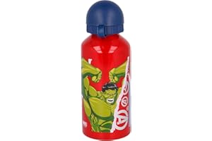 ILS I LOVE SHOPPING Botella escolar de aluminio para niños, 400 ml con boquilla retráctil (Avengers Capitán America)