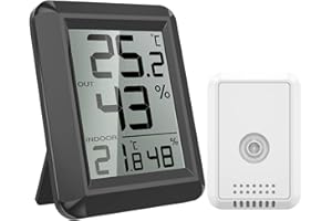 ORIA Termometro Igrometro Digitale, Misuratore di Umidità e Temperatura Interno Esterno, Digital Termoigrometro con Sensore, 100m Range, Interruttore °C/°F, 60S Auto Refresh per Casa, Ufficio, Serra