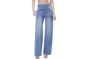 Chasehot Jean Femme,Taille Haute Coupe Droite Straight Jeans,Mode Baggy Jambes Jean,Taille Elastique Large Pantalon Femme